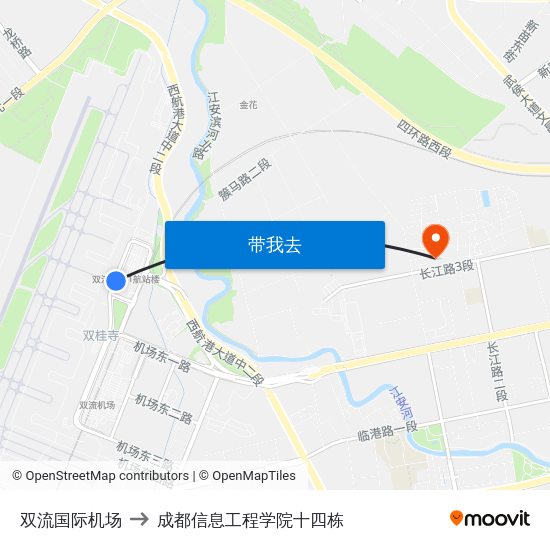 双流国际机场 to 成都信息工程学院十四栋 map
