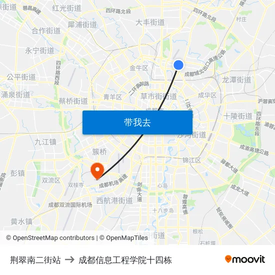 荆翠南二街站 to 成都信息工程学院十四栋 map
