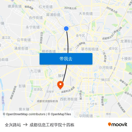全兴路站 to 成都信息工程学院十四栋 map