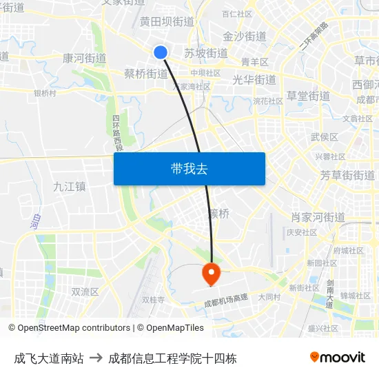 成飞大道南站 to 成都信息工程学院十四栋 map