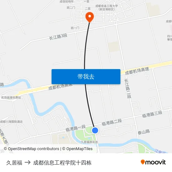 久居福 to 成都信息工程学院十四栋 map