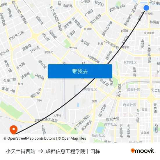小天竺街西站 to 成都信息工程学院十四栋 map