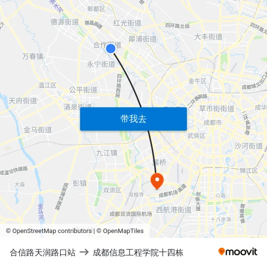 合信路天润路口站 to 成都信息工程学院十四栋 map