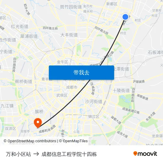 万和小区站 to 成都信息工程学院十四栋 map