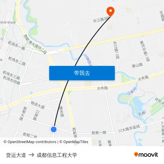 货运大道 to 成都信息工程大学 map