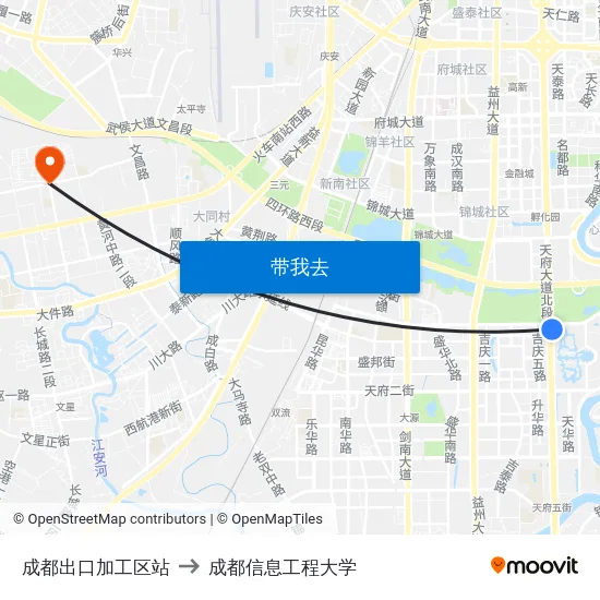 成都出口加工区站 to 成都信息工程大学 map
