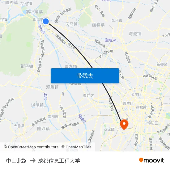 中山北路 to 成都信息工程大学 map