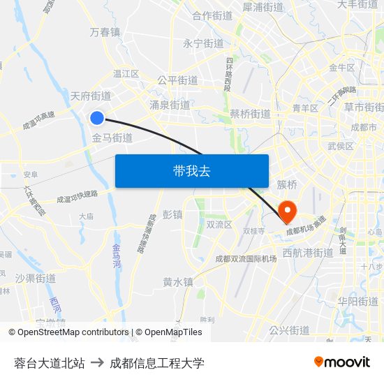 蓉台大道北站 to 成都信息工程大学 map