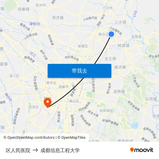 区人民医院 to 成都信息工程大学 map