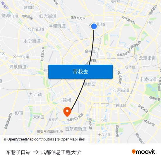 东巷子口站 to 成都信息工程大学 map