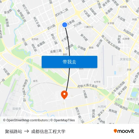 聚福路站 to 成都信息工程大学 map
