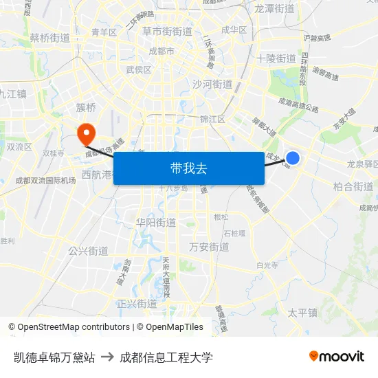 凯德卓锦万黛站 to 成都信息工程大学 map