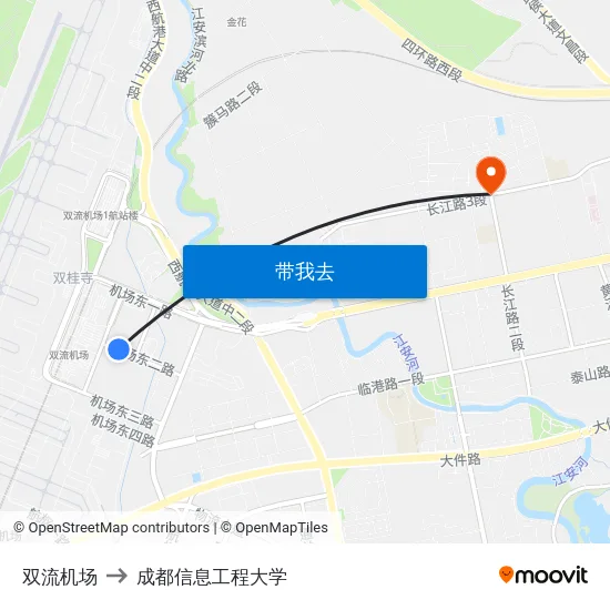 双流机场 to 成都信息工程大学 map