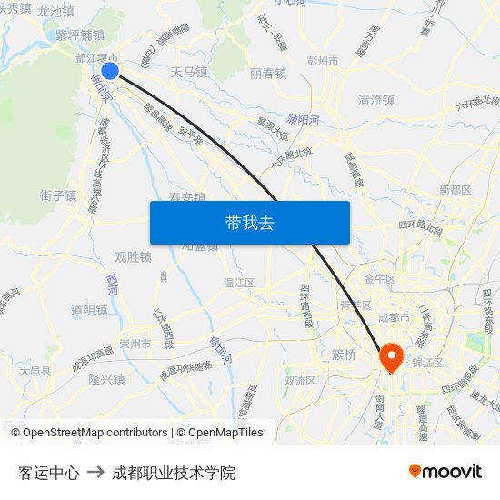 客运中心 to 成都职业技术学院 map