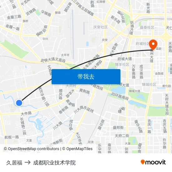 久居福 to 成都职业技术学院 map