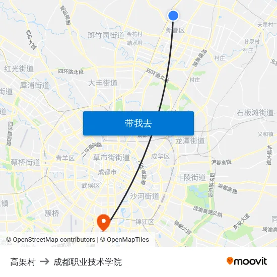 高架村 to 成都职业技术学院 map