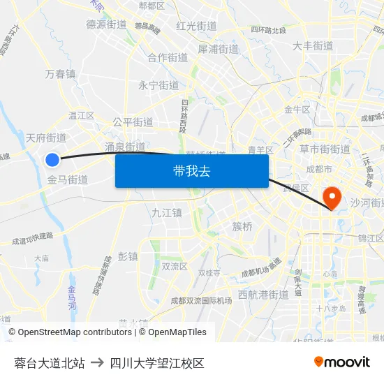 蓉台大道北站 to 四川大学望江校区 map