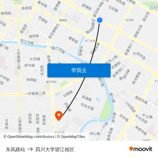 东风路站 to 四川大学望江校区 map