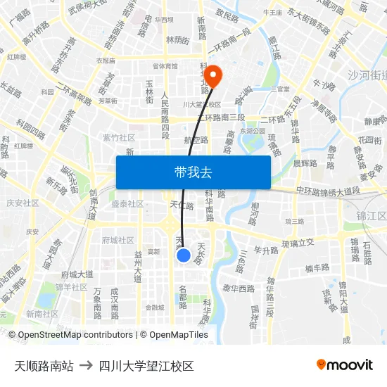 天顺路南站 to 四川大学望江校区 map