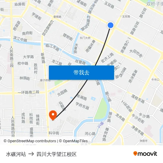 水碾河站 to 四川大学望江校区 map