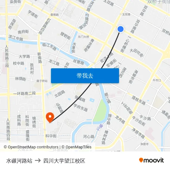 水碾河路站 to 四川大学望江校区 map