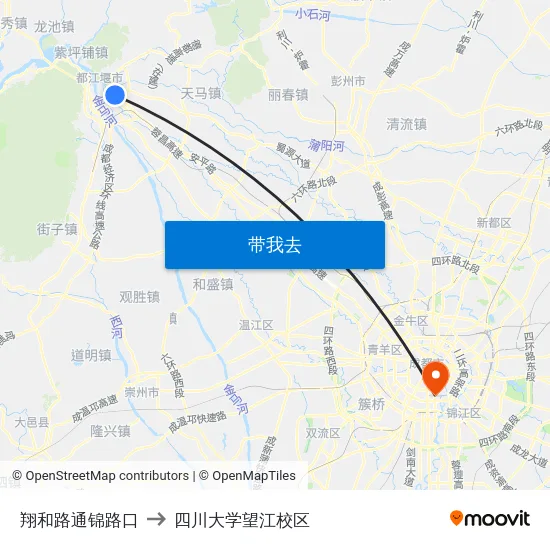 翔和路通锦路口 to 四川大学望江校区 map