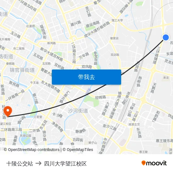 十陵公交站 to 四川大学望江校区 map