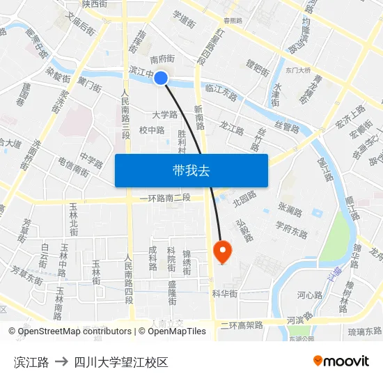 滨江路 to 四川大学望江校区 map