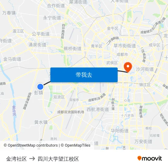 金湾社区 to 四川大学望江校区 map