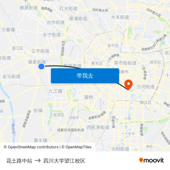 花土路中站 to 四川大学望江校区 map