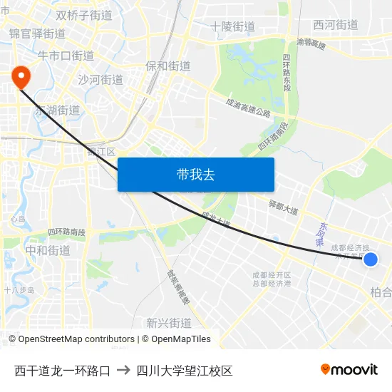 西干道龙一环路口 to 四川大学望江校区 map