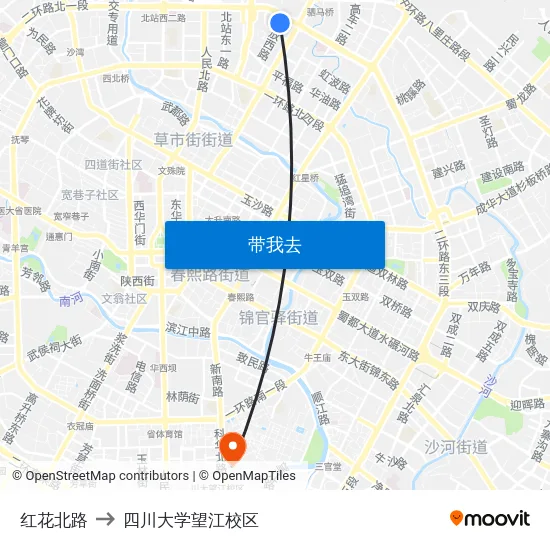 红花北路 to 四川大学望江校区 map