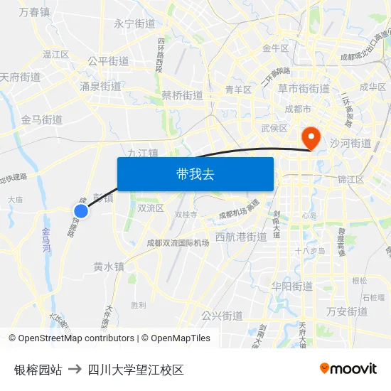 银榕园站 to 四川大学望江校区 map