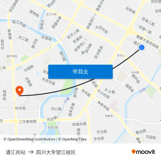 通汇街站 to 四川大学望江校区 map