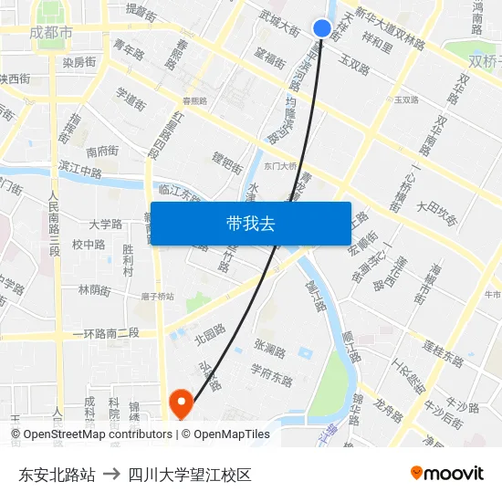 东安北路站 to 四川大学望江校区 map