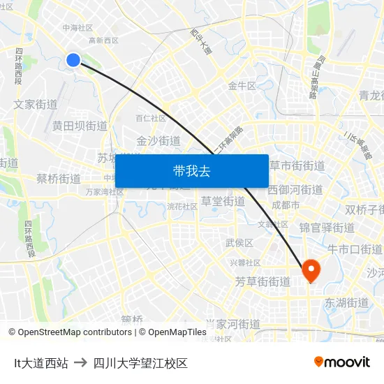 It大道西站 to 四川大学望江校区 map
