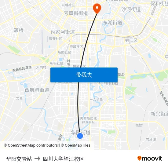 华阳交管站 to 四川大学望江校区 map