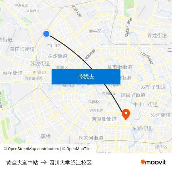 黄金大道中站 to 四川大学望江校区 map