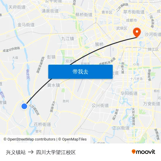 兴义镇站 to 四川大学望江校区 map