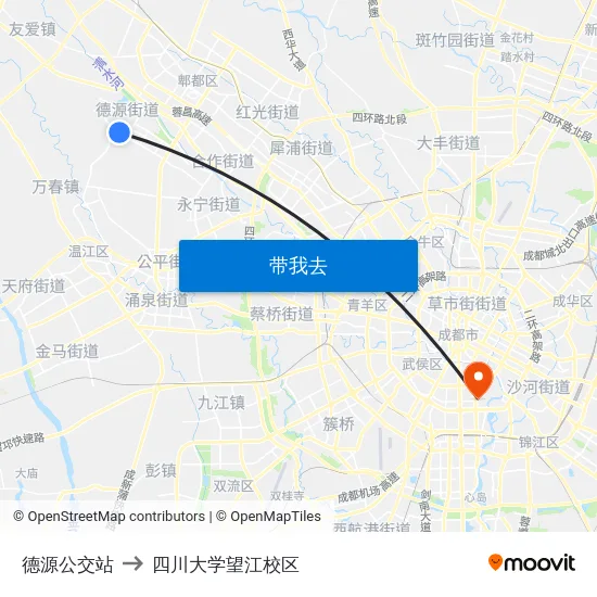 德源公交站 to 四川大学望江校区 map