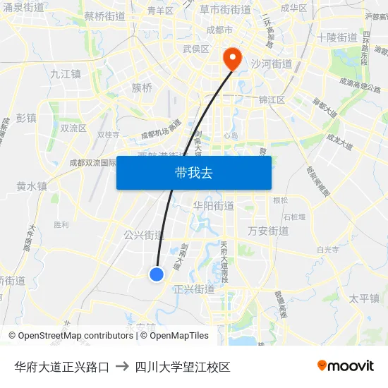 华府大道正兴路口 to 四川大学望江校区 map