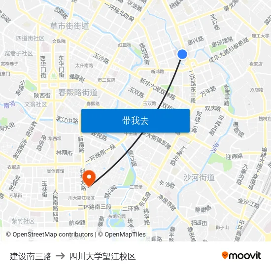 建设南三路 to 四川大学望江校区 map