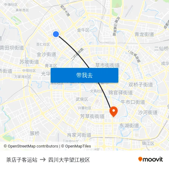 茶店子客运站 to 四川大学望江校区 map