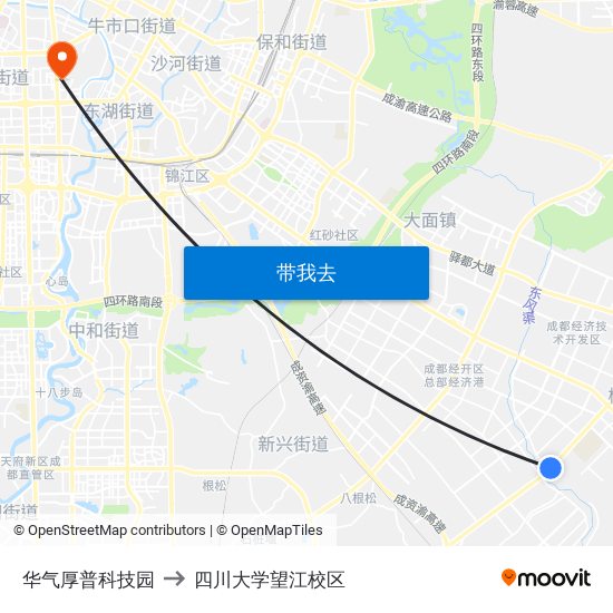 华气厚普科技园 to 四川大学望江校区 map