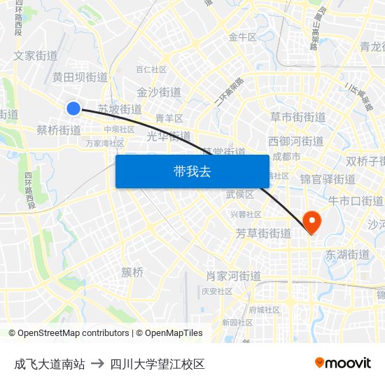 成飞大道南站 to 四川大学望江校区 map