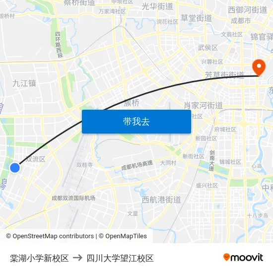 棠湖小学新校区 to 四川大学望江校区 map
