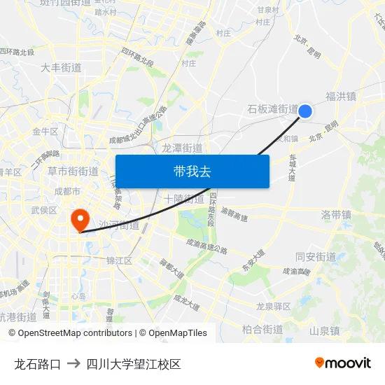 龙石路口 to 四川大学望江校区 map