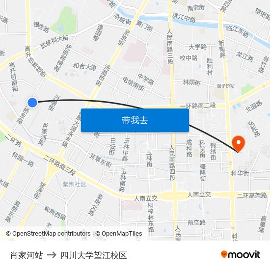 肖家河站 to 四川大学望江校区 map