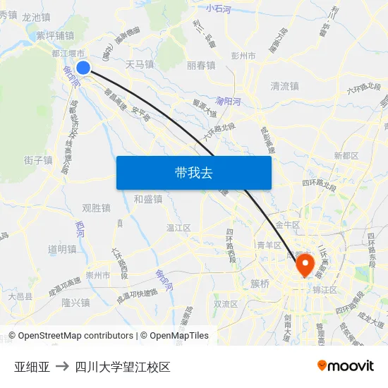 亚细亚 to 四川大学望江校区 map