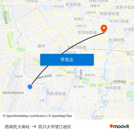 西南民大南站 to 四川大学望江校区 map